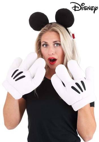 Mickey Ears Headband & Gloves Kit- worn by female model up close