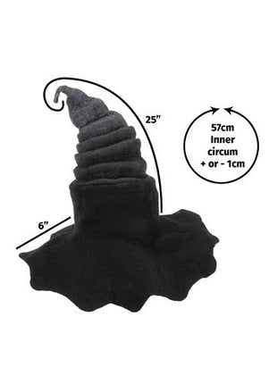 Midnight Fog Heartfelted Witch Hat- measurements