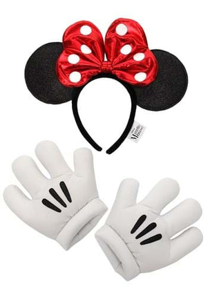 Disney- Minnie Glitter Headband & Gloves Set- front view