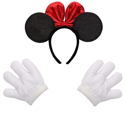 Disney- Minnie Glitter Headband & Gloves Set- back view