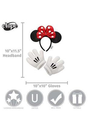 Disney- Minnie Glitter Headband & Gloves Set- measurements