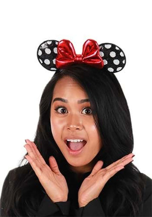 Disney- Minnie Ears Polka Dot Sequin Headband- worn by model 2