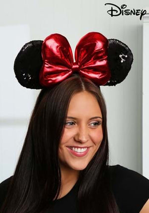 Minnie Mouse Sequin Ears Headband- worn by female model