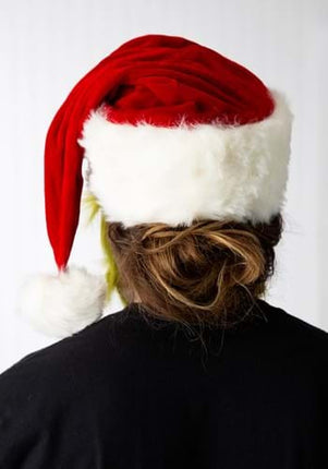 Dr. Seuss The Grinch Plush Hat with Beard- back view worn by model