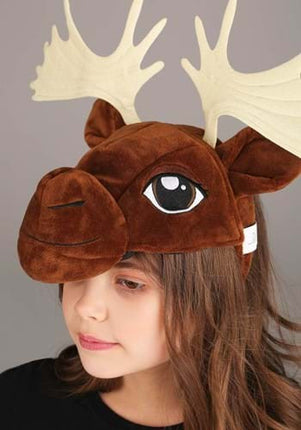 Moose Plush Headband- worn by girl model up close