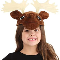 Moose Plush Headband- worn by girl model front view