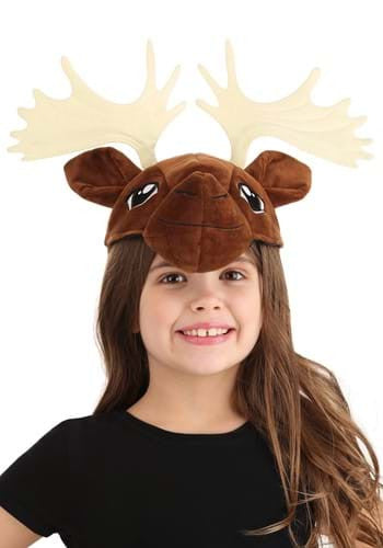 Moose Plush Headband- worn by girl model front view