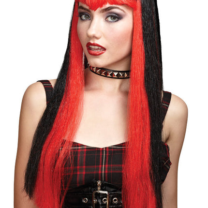 Black with Red Undertone Vampire Wig