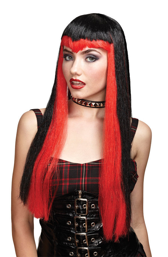 Black with Red Undertone Vampire Wig