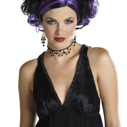 WICKED WIDOW WIG BK/PURPLE