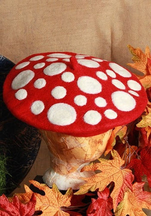Mushroom Heartfelted Hat- on display