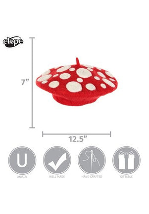 Mushroom Heartfelted Hat- measurements