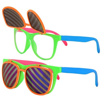 Flip Up Neon Glasses- flipped up and down