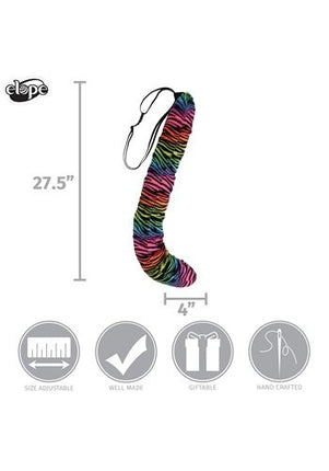 Neon Rainbow Tiger Plush Tail- measurements