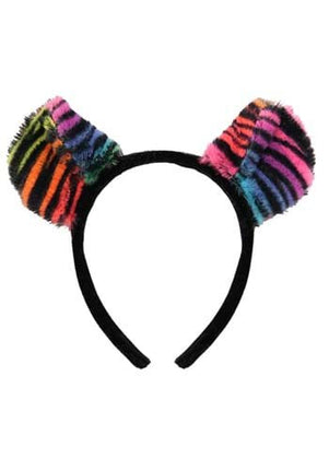 Neon Rainbow Tiger Ears Headband