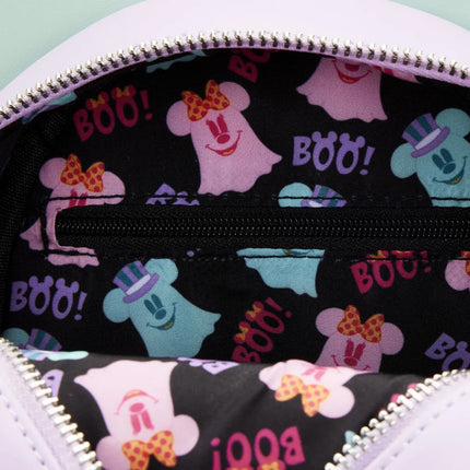 Pastel Ghost Mickey And Minnie Glow In The Dark Double Sided Crossbody Bag- inside lining print