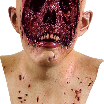 Super detailed, full over the head mask, individually hand painted for the most realistic look possible. Appears as though the whole face has been removed, only the chin is left.