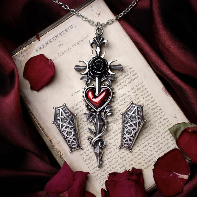 Cross of the Dark Kiss Necklace