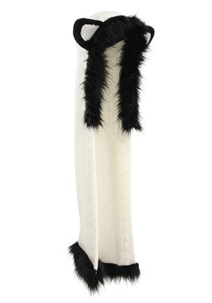 Panda Knit Hood- front view