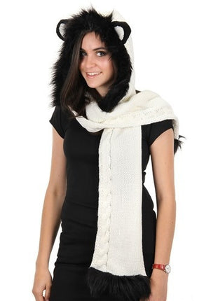 Panda Knit Hood- worn by model
