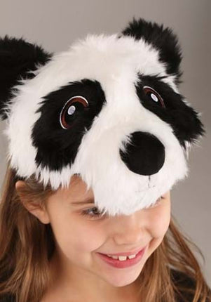 Panda Plush Headband & Paws- worn by girl model, headband up close
