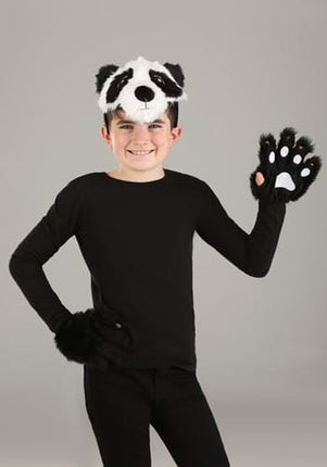 Panda Plush Headband & Paws- worn by boy model