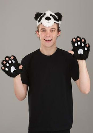 Panda Plush Headband & Paws- worn by adult model 2