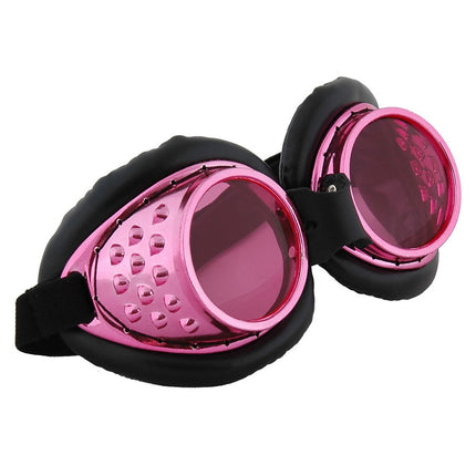 Pink & Black Radioactive Aviator Goggles- angled view