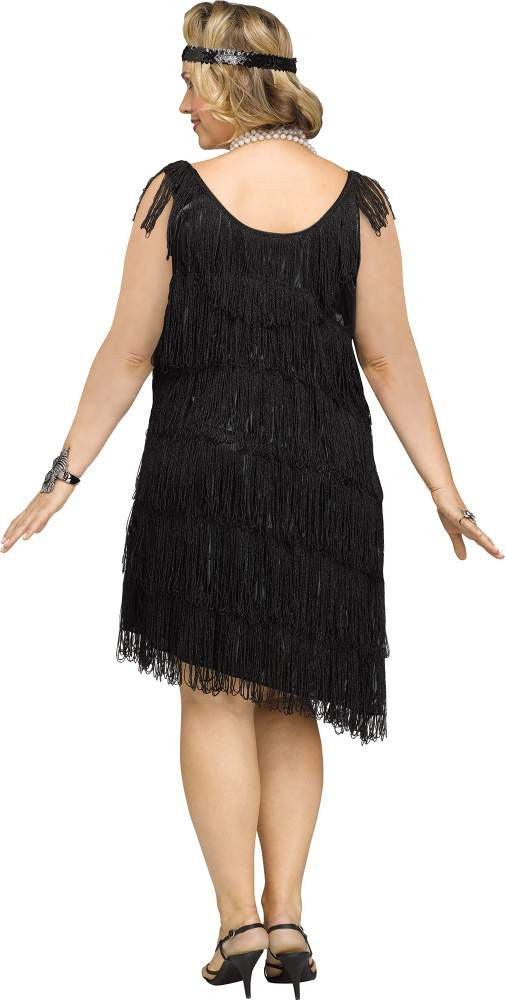 Shimmery Black Flapper Dress Plus- back view