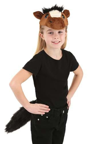 Horse Plush Headband & Tail Kit- worn by girl model