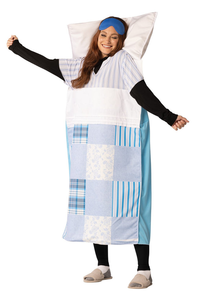 Sleeping Bed with Pillow & Comforter Adult Costume left angle view