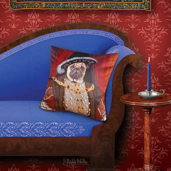 Henry The Pug Pillow Cover- on a couch