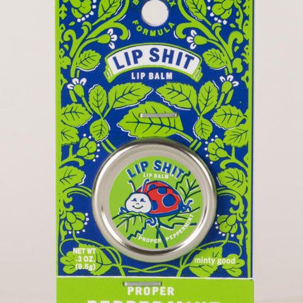 Lip Shit Lip Balm- Proper Peppermint - front view