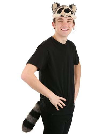 Racoon Plush Headband & Tail Kit- worn by male model