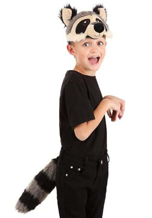 Racoon Plush Headband & Tail Kit- worn by boy model