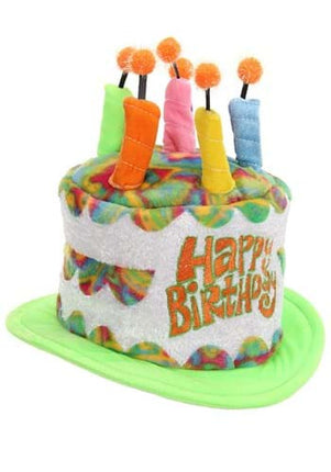 Rainbow Birthday Cake Plush Hat- angled view