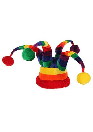 Rainbow Wacky Jester Plush Hat- side view