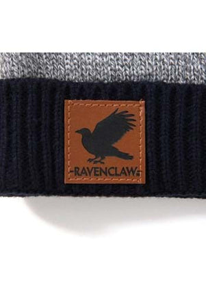 Harry Potter- Ravenclaw Heathered Knit Beanie- up close ravenclaw patch