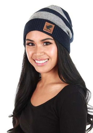 Harry Potter- Ravenclaw Heathered Knit Beanie- worn by model 2