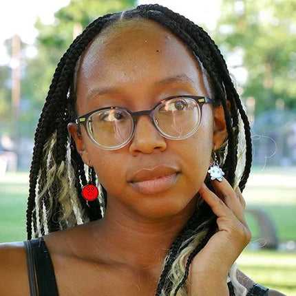 Blood Cell Earrings- On Model