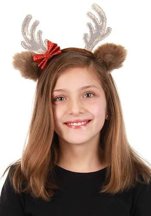 Reindeer Glitter Bow Headband- worn by child model