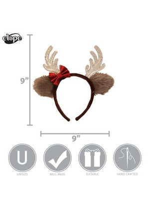 Reindeer Glitter Bow Headband- measurements