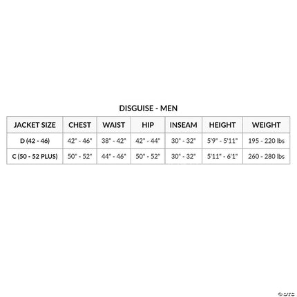 Transformers- Optimus Prime Theatrical Costume- size chart