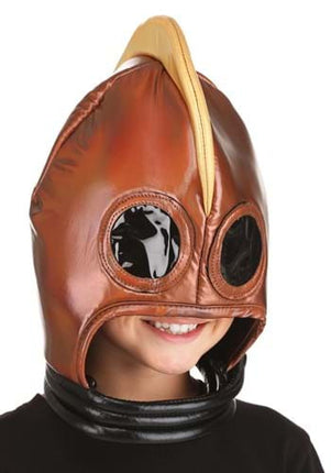 Plush Retro Robot Helmet- worn by child model