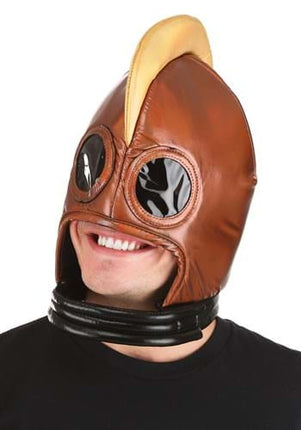 Plush Retro Robot Helmet- worn by adult model, front view