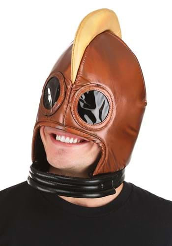 Plush Retro Robot Helmet- worn by adult model, front view