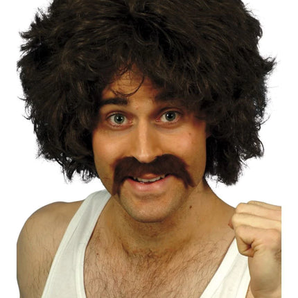 Brown Retro Wig & Tash