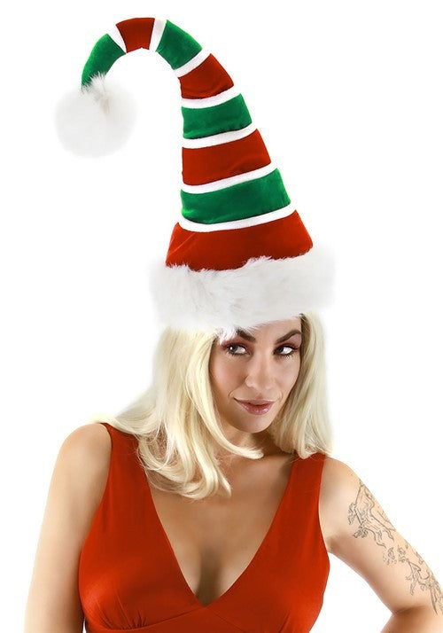 Ridged Plush Santa Hat- worn by model