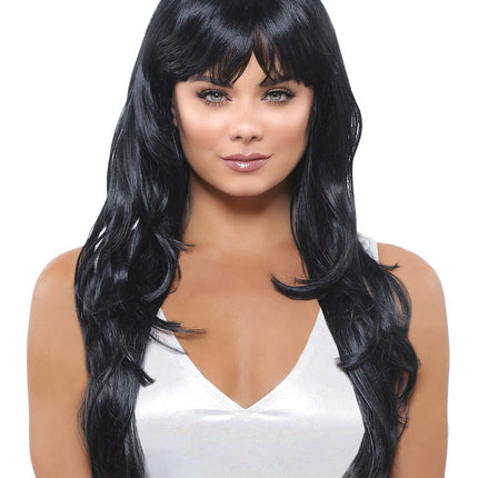 LONG FRINGE BLACK WIG