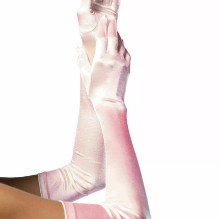 Long Satin Gloves- light pink